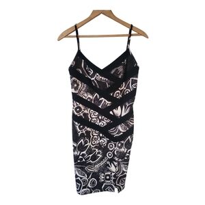 Joseph Ribkoff Black & White Floral Abstract Art Sheath Dress Size 8